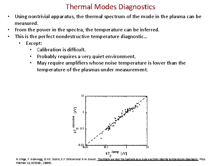 Thermal Modes Diagnostics • Using nontrivial apparatus, thermal spectrum of the mode in the