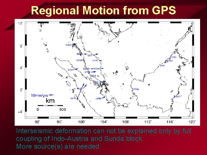 Regional Motion from GPS Interseismic deformation can not be explained only by full coupling