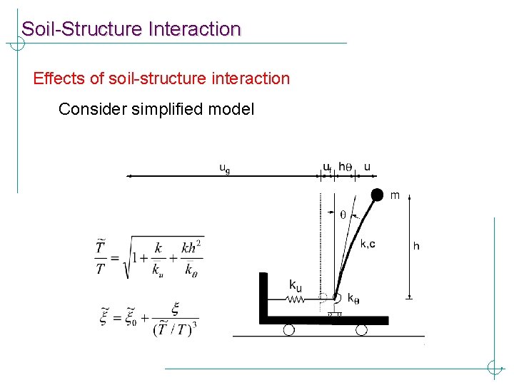 Soil-Structure Interaction Effects of soil-structure interaction Consider simplified model 