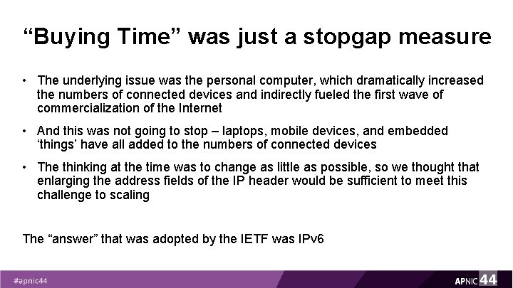 “Buying Time” was just a stopgap measure • The underlying issue was the personal “Buying Time” was just a stopgap measure • The underlying issue was the personal