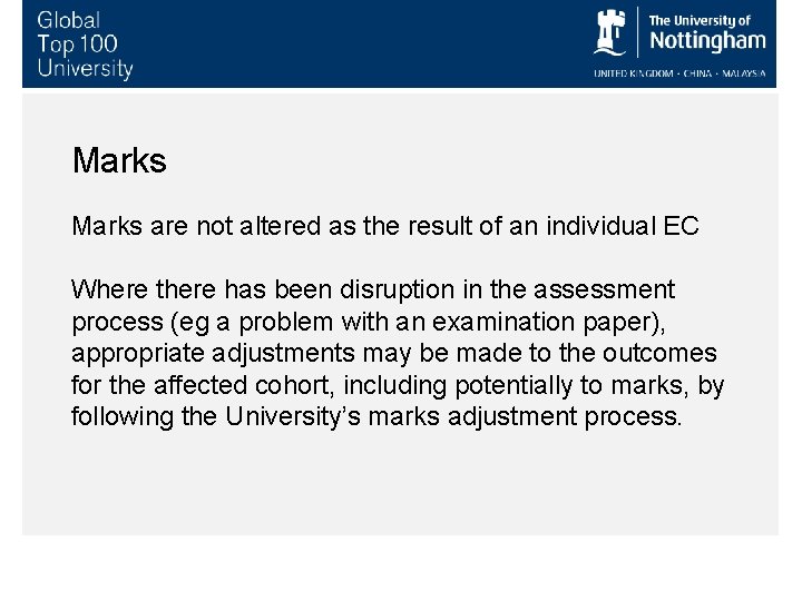 Marks are not altered as the result of an individual EC Where there has