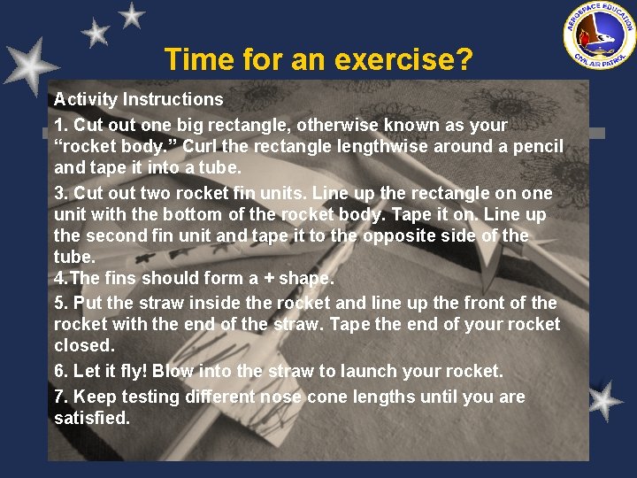 Time for an exercise? Activity Instructions 1. Cut one big rectangle, otherwise known as Time for an exercise? Activity Instructions 1. Cut one big rectangle, otherwise known as