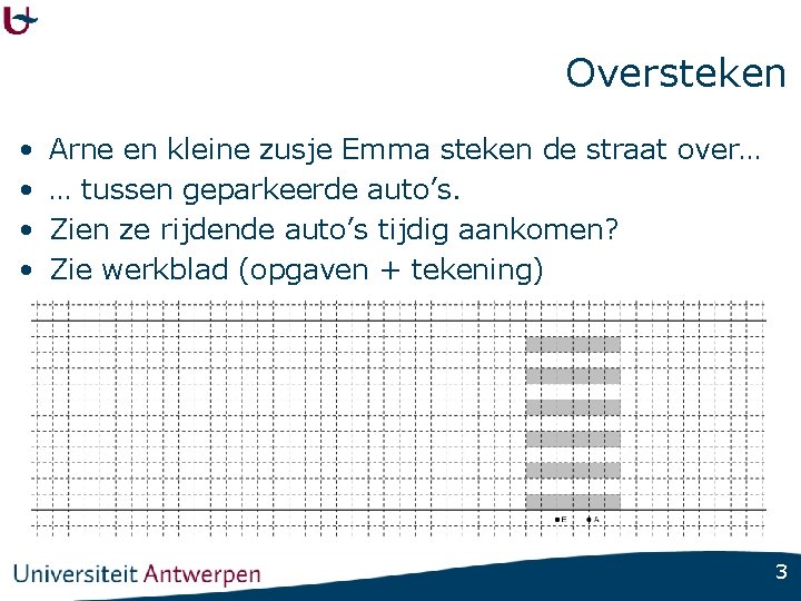 Oversteken • • Arne en kleine zusje Emma steken de straat over… … tussen