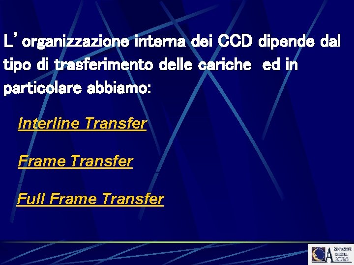 L’organizzazione interna dei CCD dipende dal tipo di trasferimento delle cariche ed in particolare