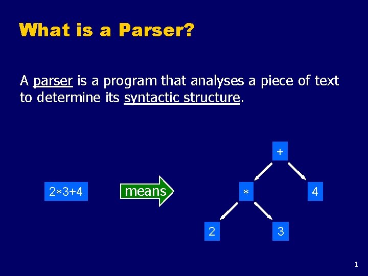 What is a Parser? A parser is a program that analyses a piece of