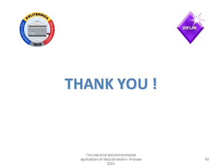 THANK YOU ! The industrial and environmental applications of electron beams - Warsaw 2014