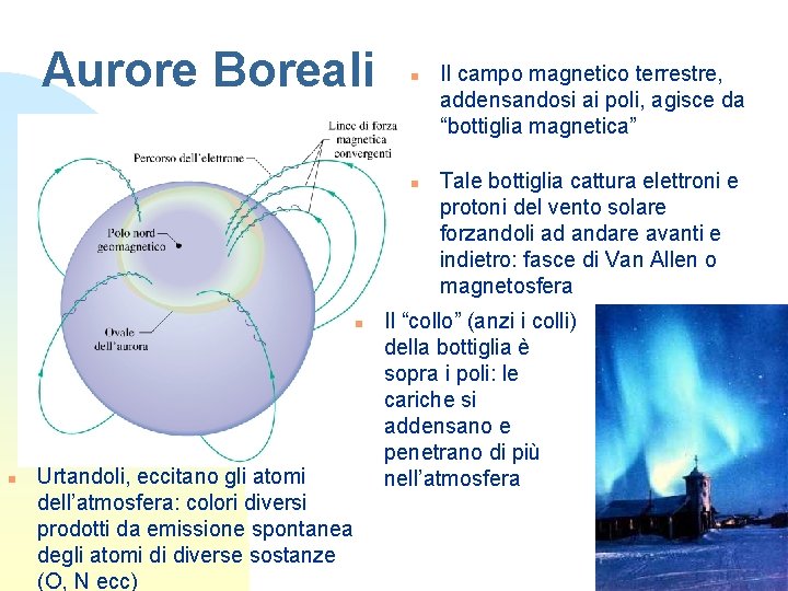 Aurore Boreali n n Urtandoli, eccitano gli atomi dell’atmosfera: colori diversi prodotti da emissione