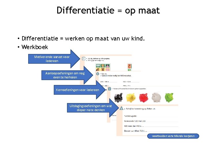 Differentiatie = op maat • Differentiatie = werken op maat van uw kind. •