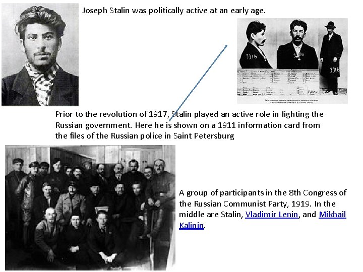 Joseph Stalin was politically active at an early age. Prior to the revolution of