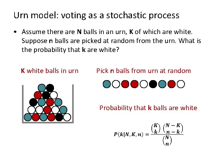 Urn model: voting as a stochastic process • Assume there are N balls in