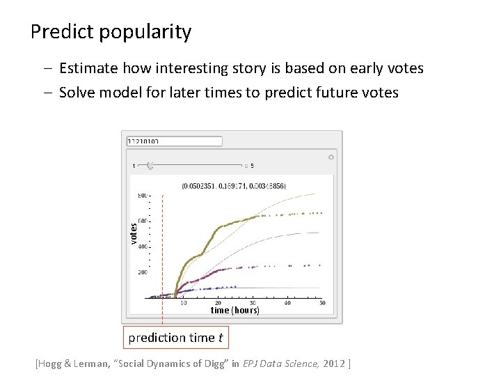 Predict popularity votes – Estimate how interesting story is based on early votes –