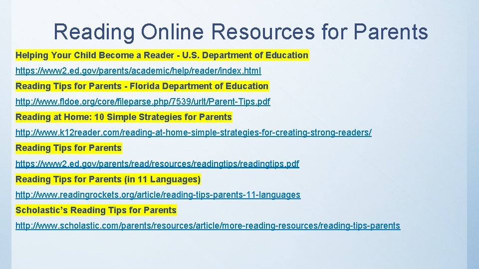 Reading Online Resources for Parents Helping Your Child Become a Reader - U. S.