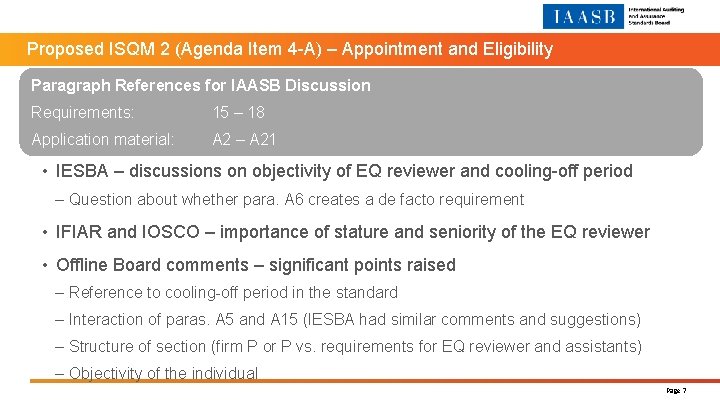 Proposed ISQM 2 (Agenda Item 4 -A) – Appointment and Eligibility Paragraph References for