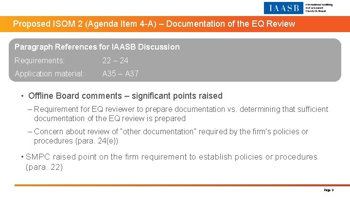 Proposed ISQM 2 (Agenda Item 4 -A) – Documentation of the EQ Review Paragraph