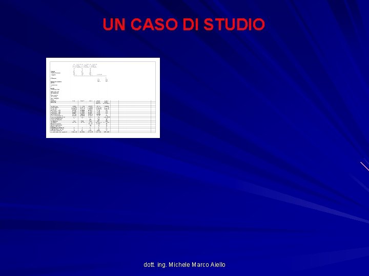 UN CASO DI STUDIO dott. ing. Michele Marco Aiello 