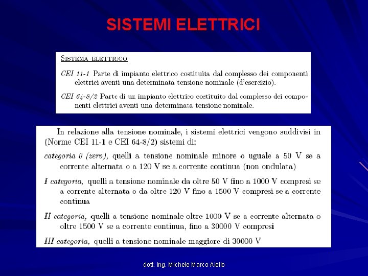 SISTEMI ELETTRICI dott. ing. Michele Marco Aiello 