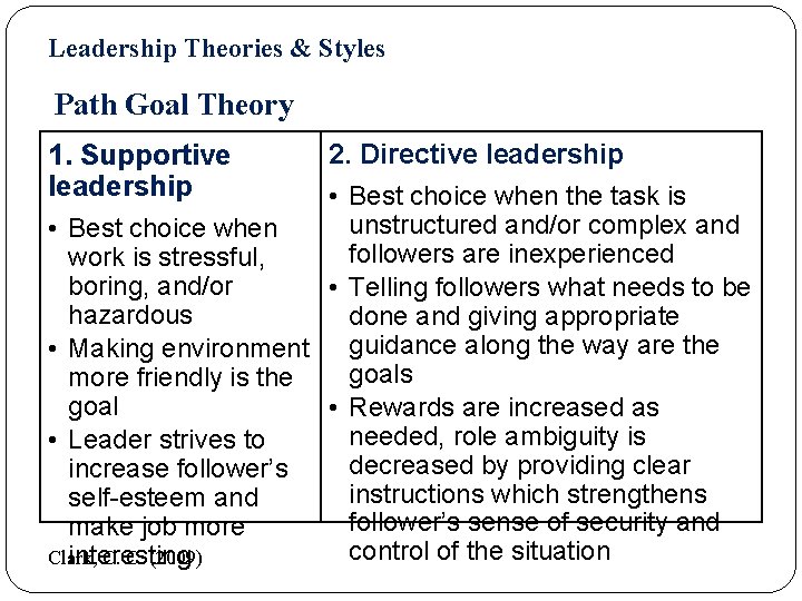 Leadership Theories & Styles Path Goal Theory Path-Goal Theory Leadership Styles 1. Supportive leadership
