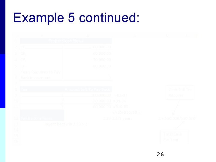 Example 5 continued: 26 Example 5 continued: 26
