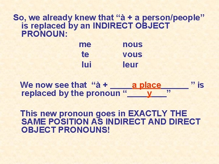 So, we already knew that “à + a person/people” is replaced by an INDIRECT