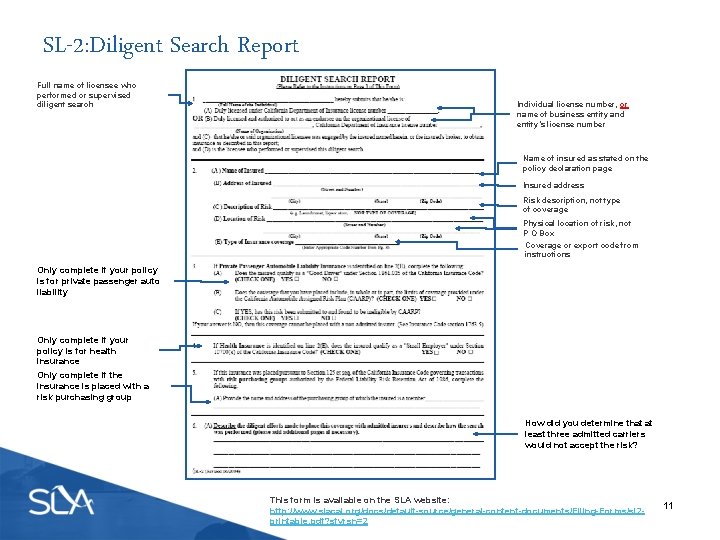 SL-2: Diligent Search Report Full name of licensee who performed or supervised diligent search
