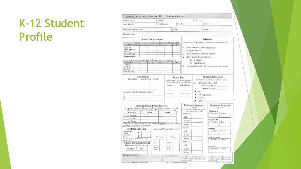 K-12 Student Profile 