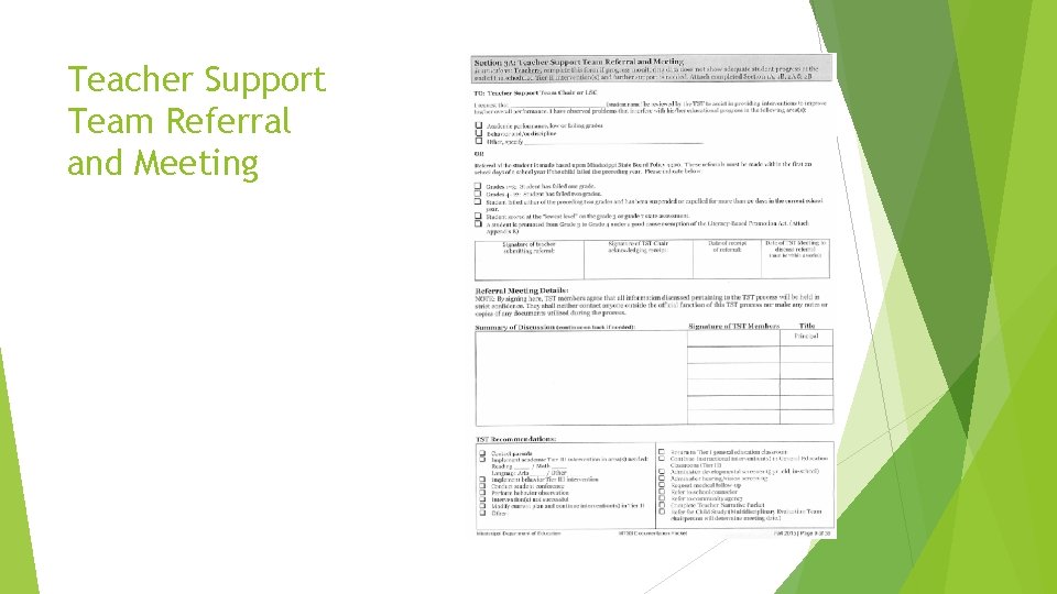 Teacher Support Team Referral and Meeting 