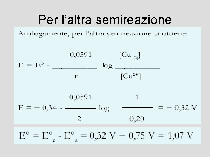 Per l’altra semireazione 