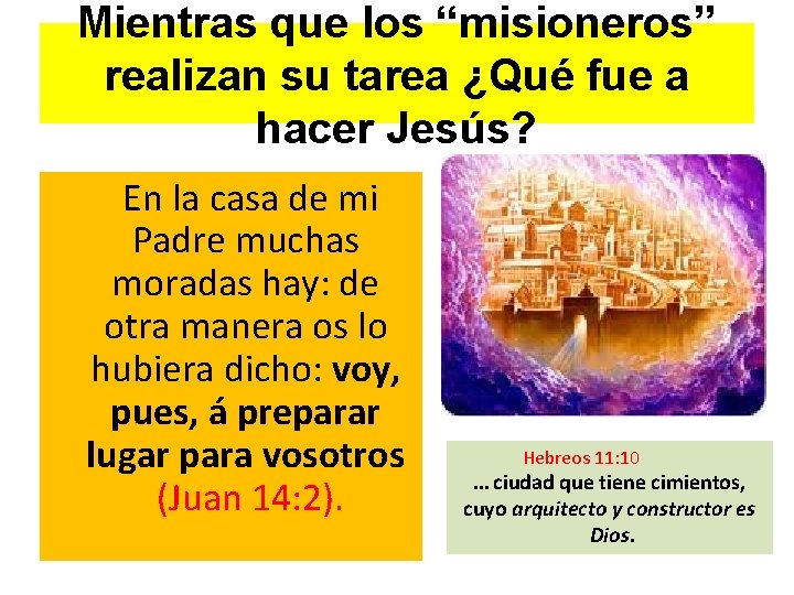 Mientras que los “misioneros” realizan su tarea ¿Qué fue a hacer Jesús? En la