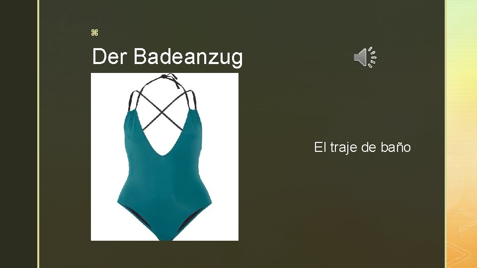 z Der Badeanzug El traje de baño 