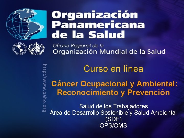 Curso en línea Cáncer Ocupacional y Ambiental: Reconocimiento y Prevención Organización Panamericana de la