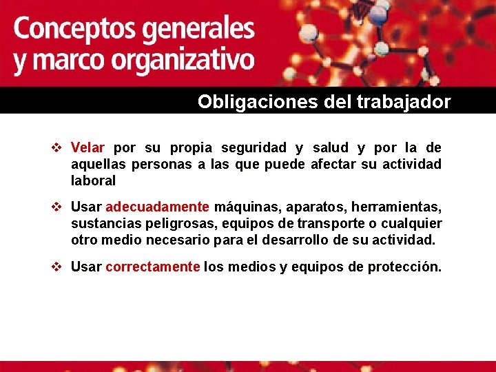 Obligaciones del trabajador v Velar por su propia seguridad y salud y por la