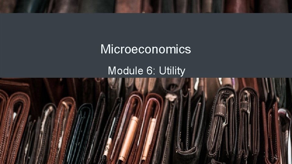Microeconomics Module 6: Utility 