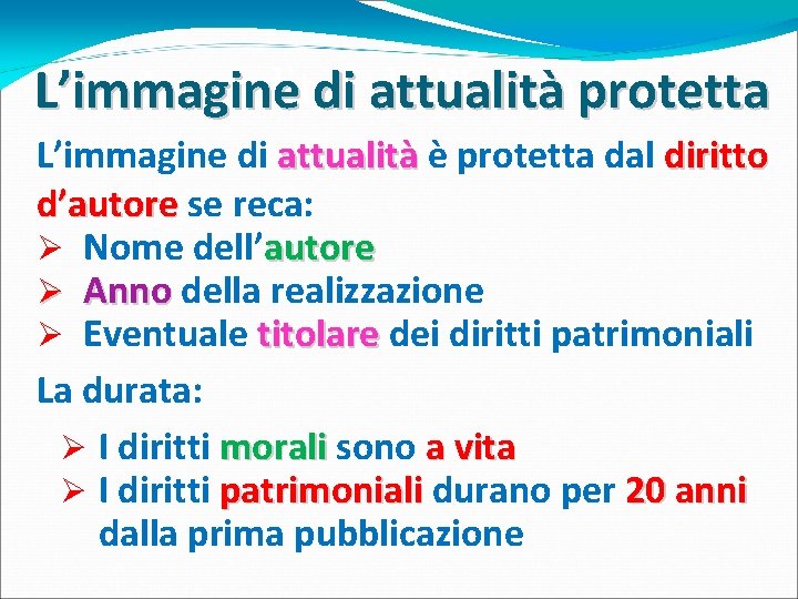 I «credits» dell’immagine L’immagine di attualità protetta L’immagine di attualità è protetta dal diritto I «credits» dell’immagine L’immagine di attualità protetta L’immagine di attualità è protetta dal diritto