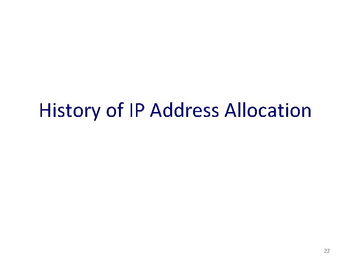 History of IP Address Allocation 22 