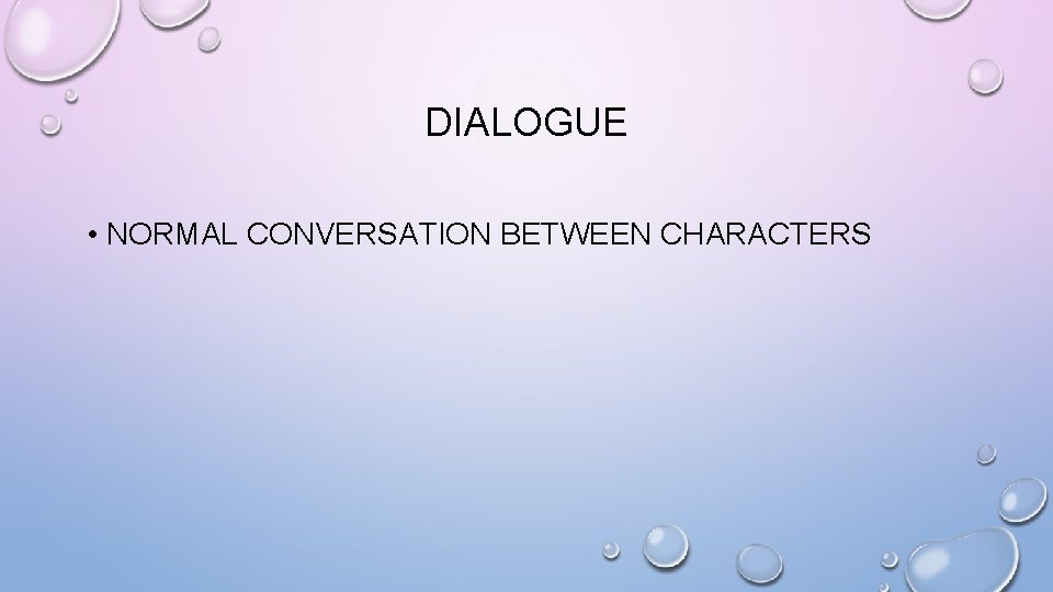 DIALOGUE • NORMAL CONVERSATION BETWEEN CHARACTERS 