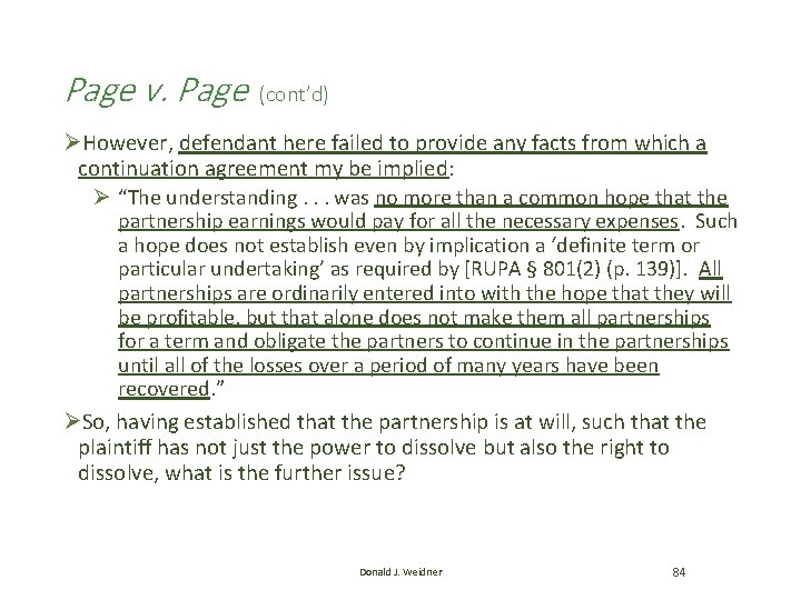 Page v. Page (cont’d) ØHowever, defendant here failed to provide any facts from which Page v. Page (cont’d) ØHowever, defendant here failed to provide any facts from which