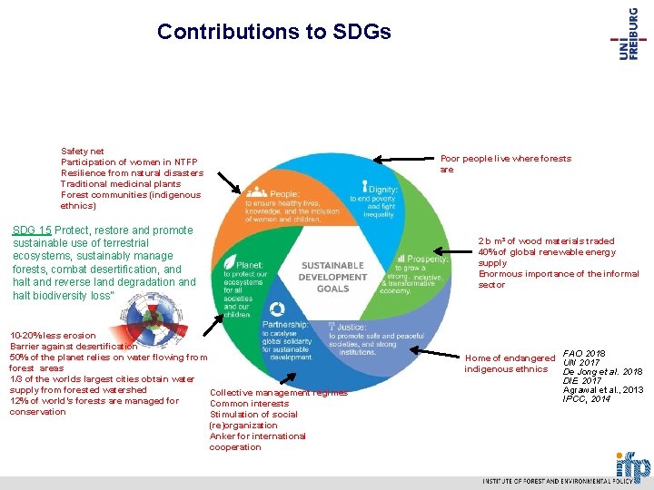 Contributions to SDGs Safety net Participation of women in NTFP Resilience from natural disasters