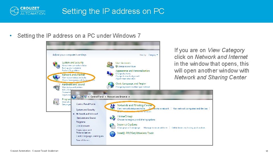 Setting the IP address on PC • Setting the IP address on a PC Setting the IP address on PC • Setting the IP address on a PC