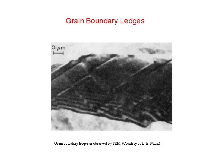 Grain Boundary Ledges Grain boundary ledges as observed by TEM. (Courtesy of L. E.