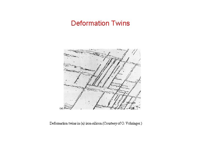 Deformation Twins Deformation twins in (a) iron-silicon. (Courtesy of O. Vöhringer. ) 