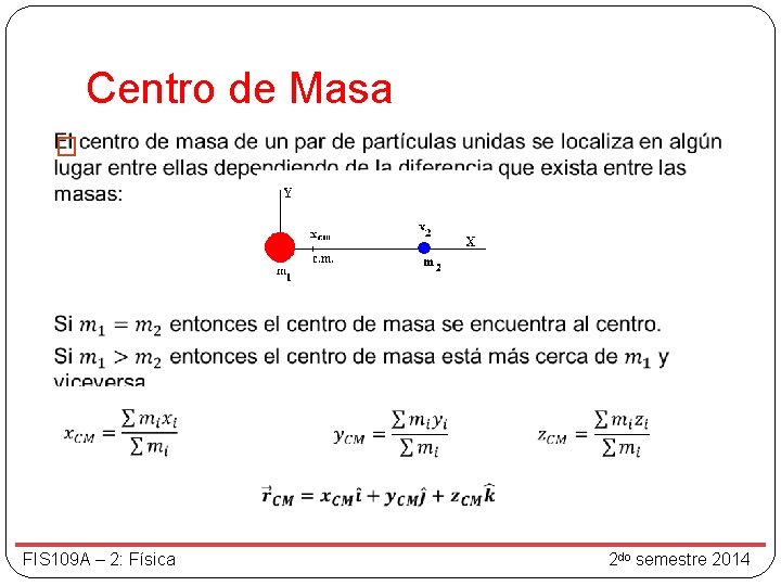 Centro de Masa � FIS 109 A – 2: Física 2 do semestre 2014