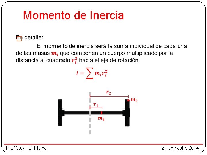 Momento de Inercia � FIS 109 A – 2: Física 2 do semestre 2014