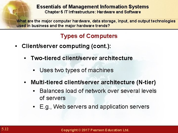 Essentials of Management Information Systems Chapter 5 IT Infrastructure: Hardware and Software What are