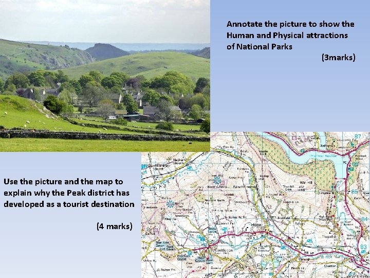 Annotate the picture to show the Human and Physical attractions of National Parks (3