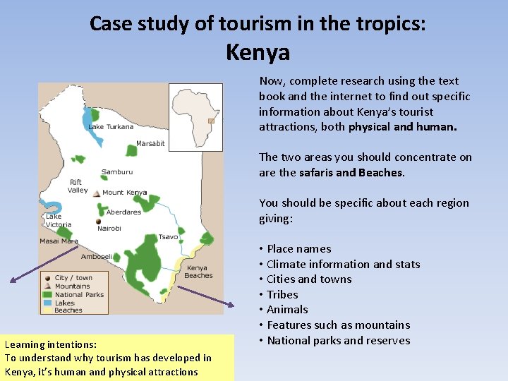 Case study of tourism in the tropics: Kenya Now, complete research using the text