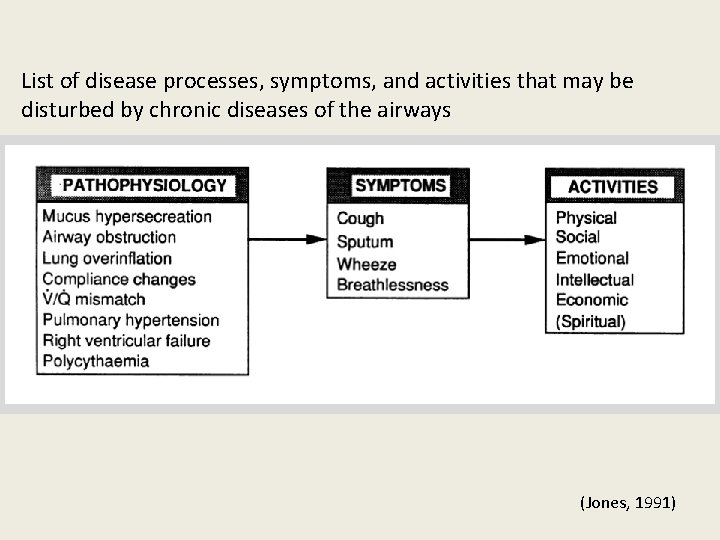 List of disease processes, symptoms, and activities that may be disturbed by chronic diseases