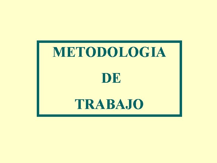 METODOLOGIA DE TRABAJO 