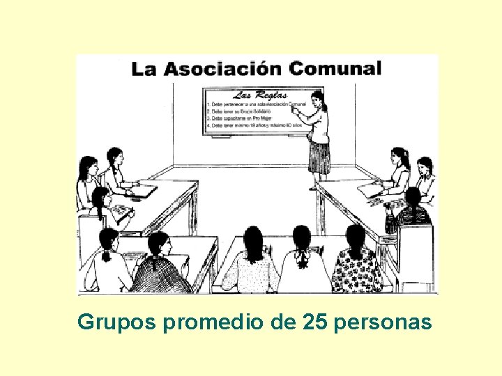 Grupos promedio de 25 personas 