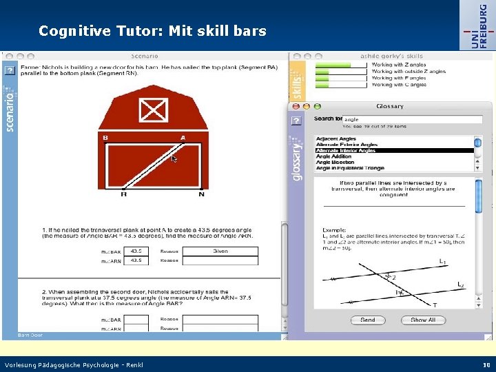 Cognitive Tutor: Mit skill bars Vorlesung Pädagogische Psychologie - Renkl 10 