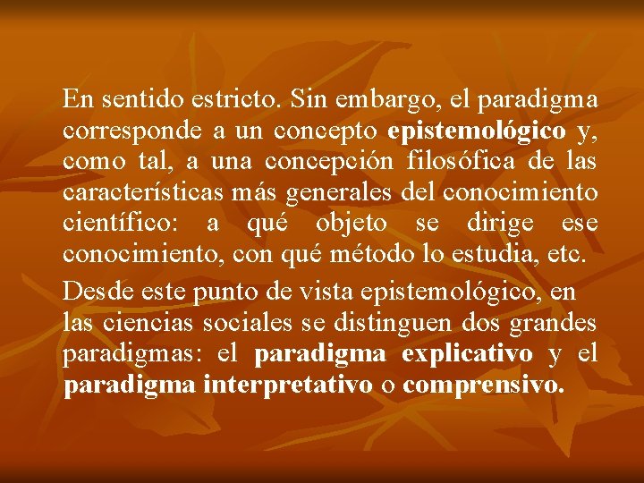 En sentido estricto. Sin embargo, el paradigma corresponde a un concepto epistemológico y, como